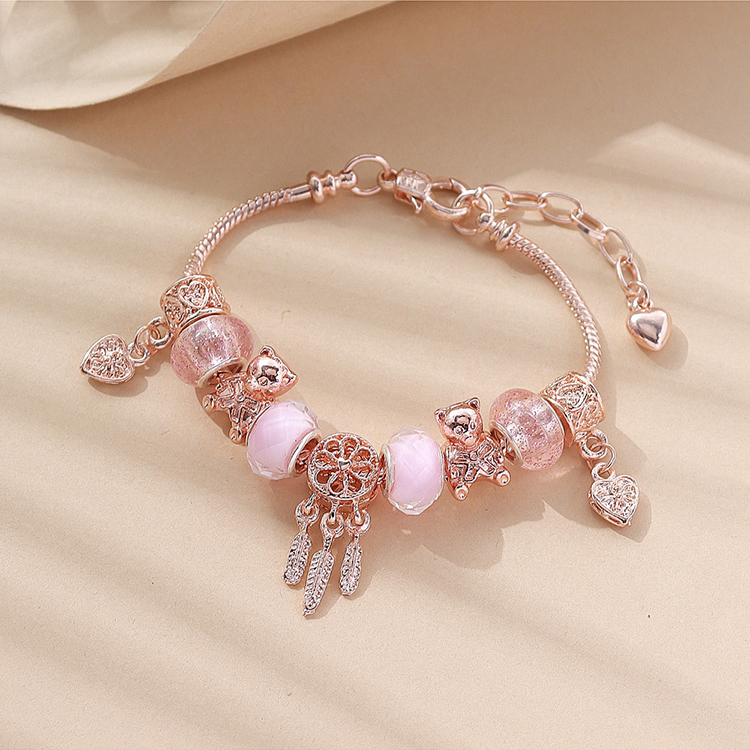 Fashion Bear Alloy Copper Beaded Inlay Glass Women's Bracelets 1 Piece display picture 2