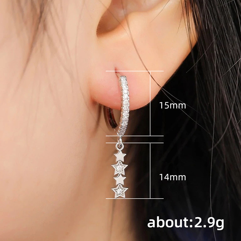 Fashion Geometric Star Copper Plating Inlay Zircon Drop Earrings 1 Pair display picture 1