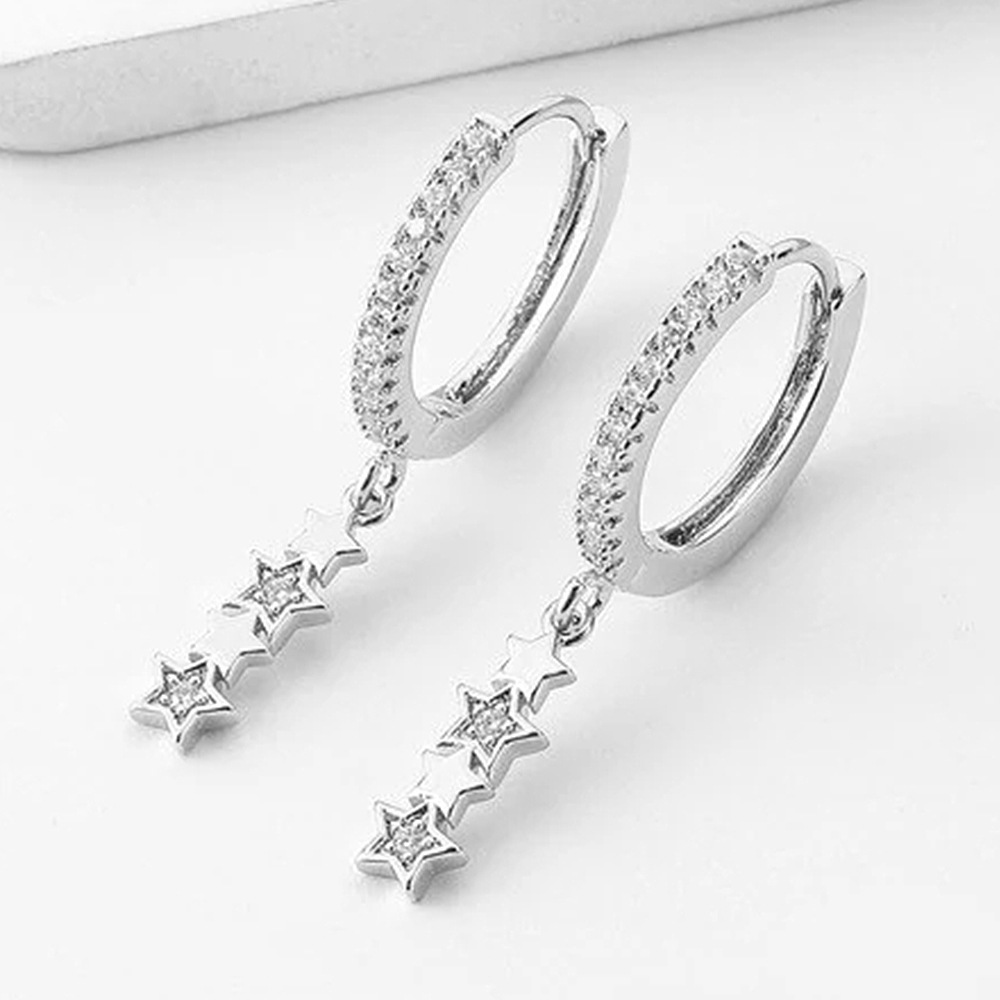 Fashion Geometric Star Copper Plating Inlay Zircon Drop Earrings 1 Pair display picture 5