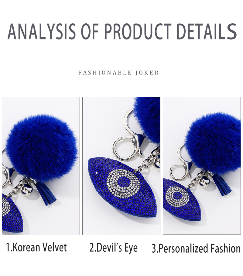 Simple Style Devil's Eye Flannel Inlay Rhinestones Unisex Bag Pendant Keychain 1 Piece display picture 3