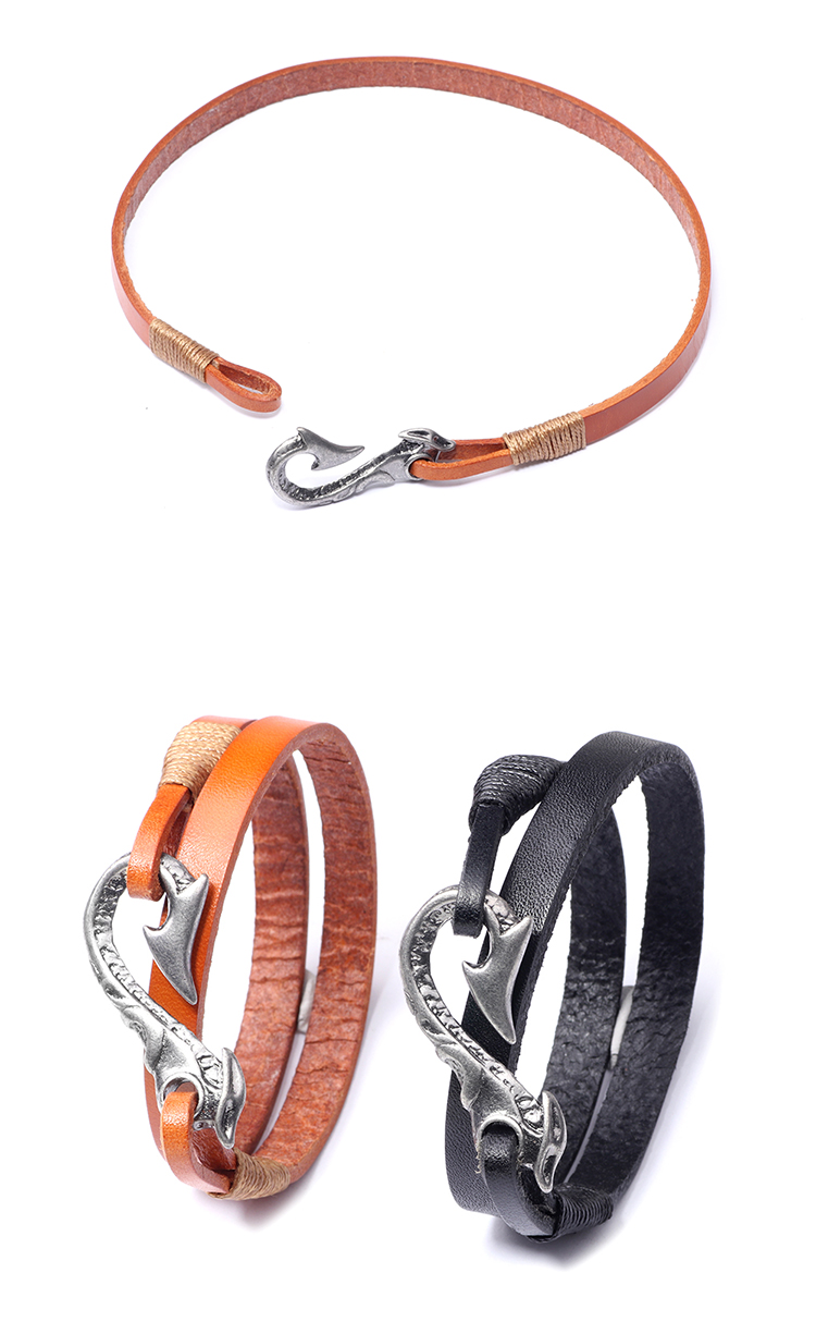 Simple Style Irregular Alloy Leather Men's Bracelets 1 Piece display picture 1