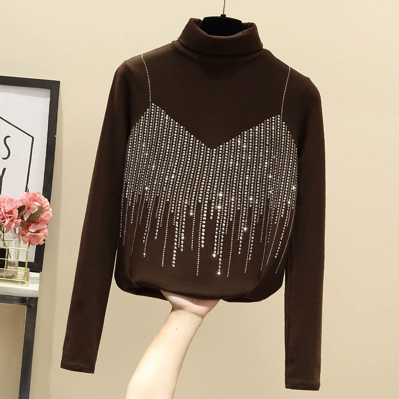 Women's T-shirt Long Sleeve T-shirts Diamond Fashion Solid Color display picture 11