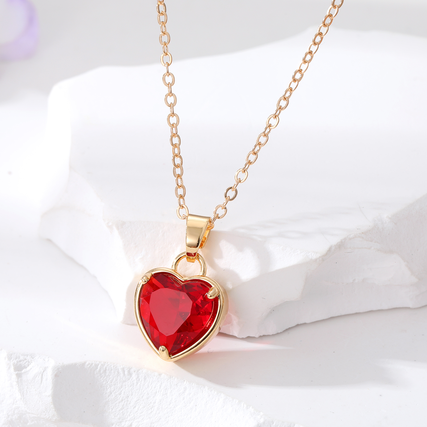 Fashion Heart Shape Alloy Inlay Glass Women's Pendant Necklace 1 Piece display picture 2