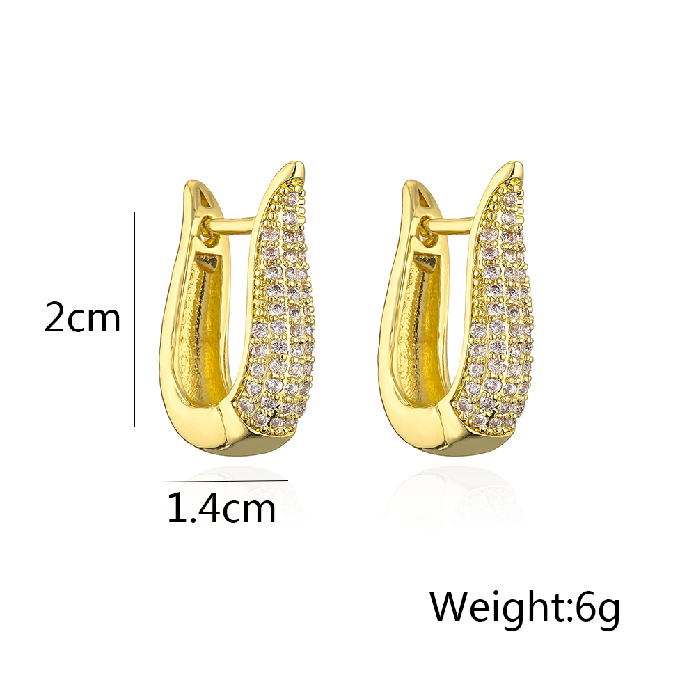 1 Pair Fashion Geometric Gold Plated Copper Zircon Gold Plated Earrings display picture 5