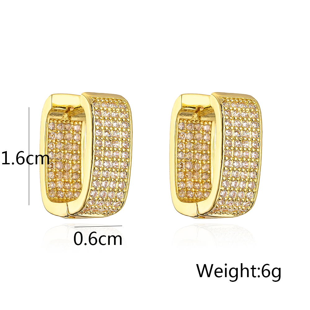1 Pair Fashion Geometric Gold Plated Copper Zircon Gold Plated Earrings display picture 6