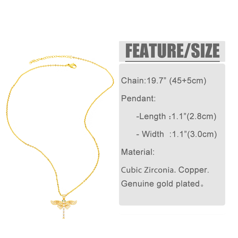 Simple Style Dragonfly Copper Gold Plated Zircon Pendant Necklace 1 Piece display picture 1