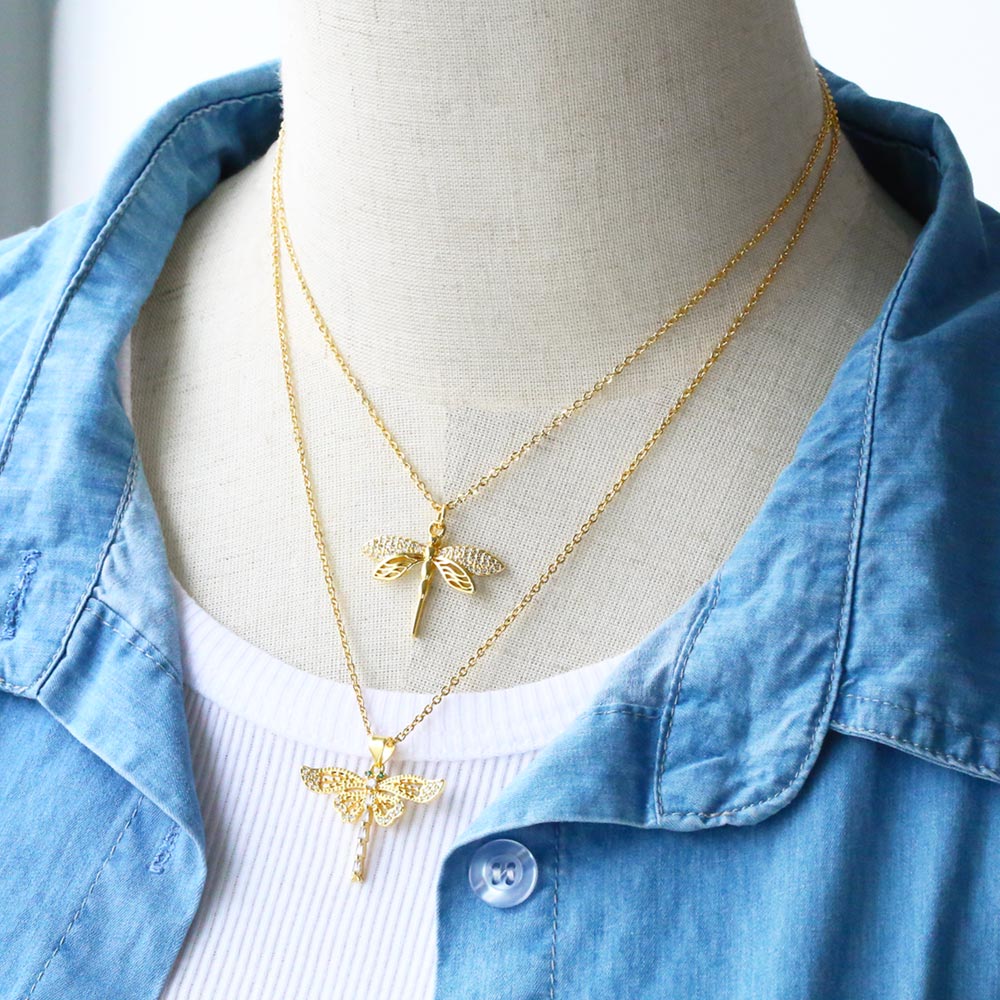 Simple Style Dragonfly Copper Gold Plated Zircon Pendant Necklace 1 Piece display picture 6