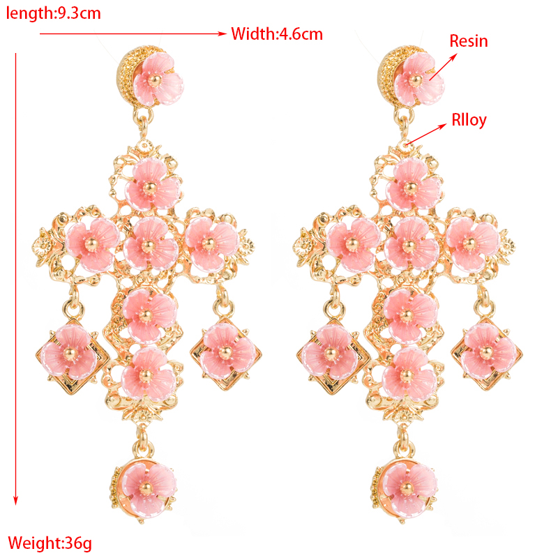 Fashion Rose Alloy Resin Inlay Resin Women's Earrings 1 Pair display picture 1