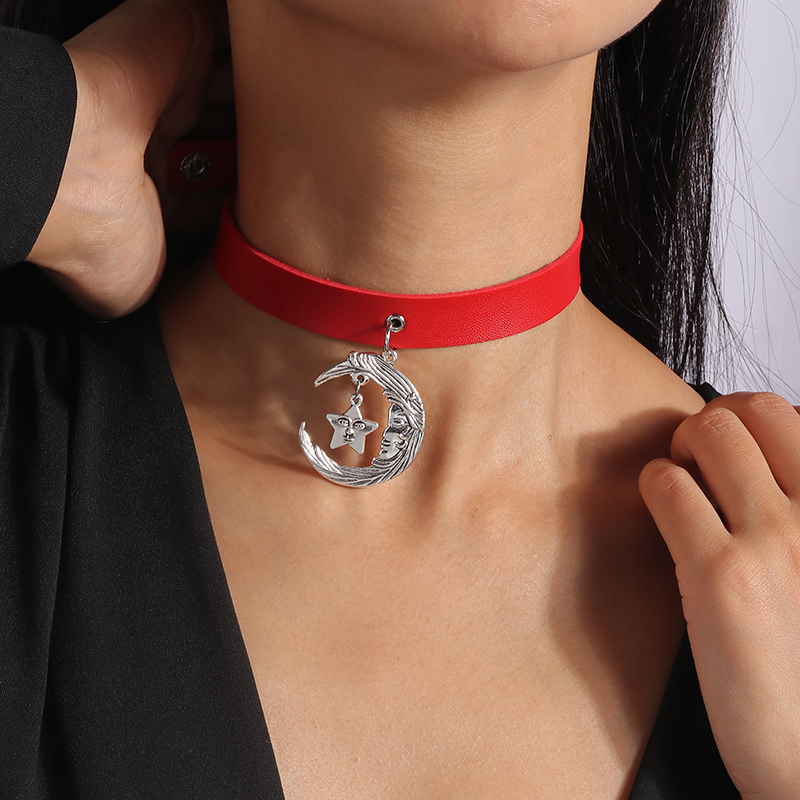 Punk Moon Pu Leather Women's Choker 1 Piece display picture 4