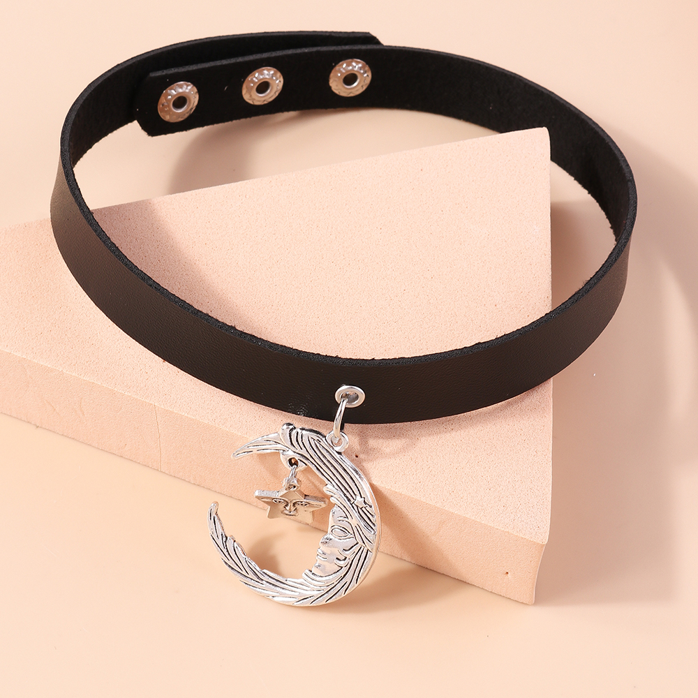 Punk Moon Pu Leather Women's Choker 1 Piece display picture 5