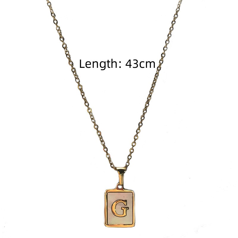 Fashion Letter Titanium Steel Pendant Necklace Metal Inlay Shell Stainless Steel Necklaces display picture 1