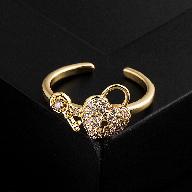 Fashion Heart Shape Copper Gold Plated Zircon Open Ring 1 Piece display picture 6