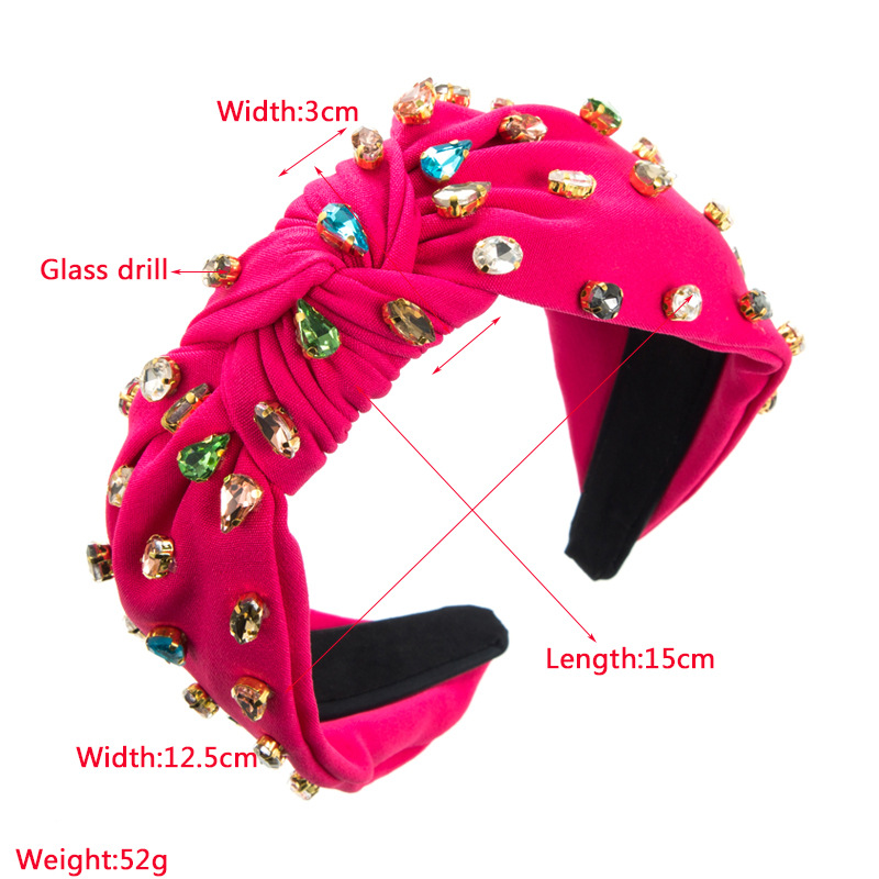 Fashion Color Block Cloth Rhinestone Fabric Hair Band 1 Piece display picture 1