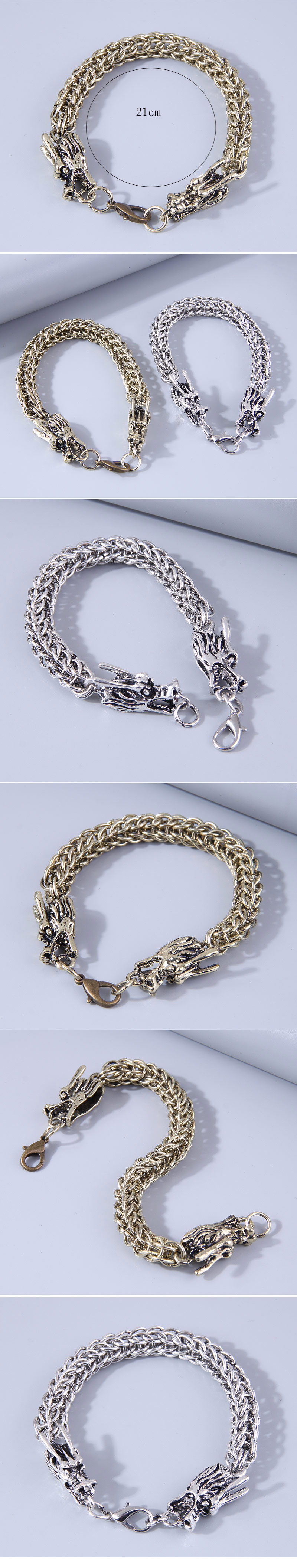 Retro Dragon Alloy Patchwork Chain Men's Bracelets 1 Piece display picture 1