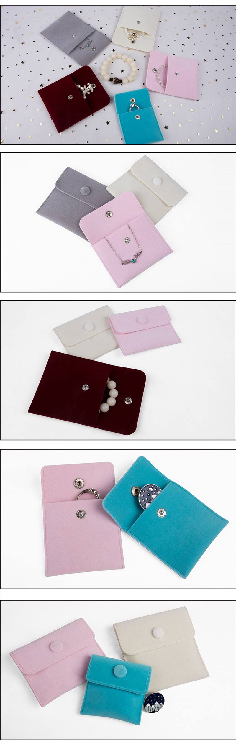Simple Style Solid Color Flannel Jewelry Packaging Bags display picture 2