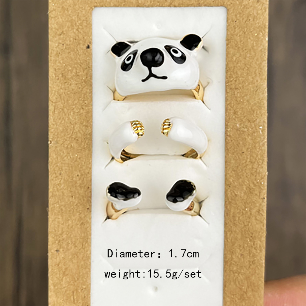 Fashion Panda Alloy Plating Women's Rings 1 Set display picture 6