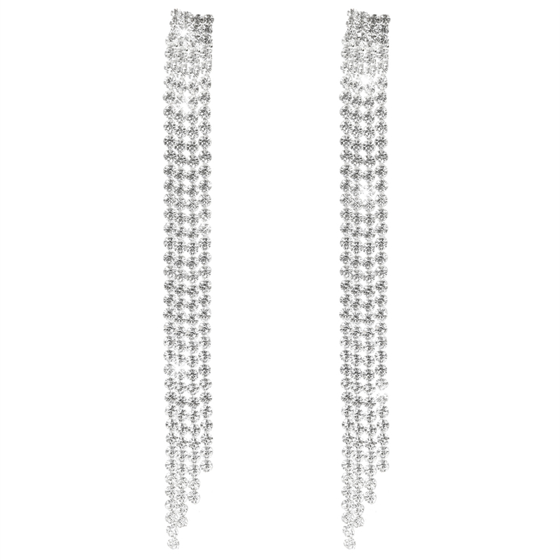 Shiny Tassel Rhinestone Women's Drop Earrings 1 Pair display picture 1