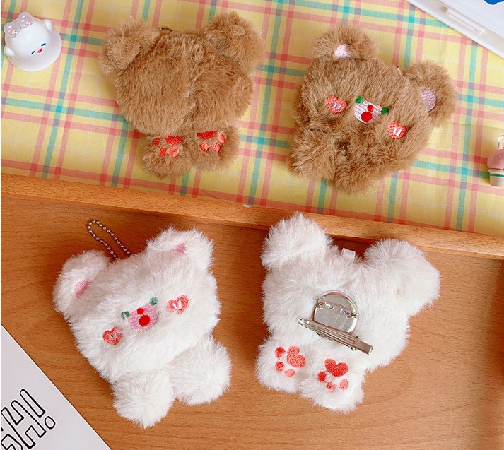 Cute Soft Cute Bear Plush Sweet Student School Uniform Brooch Bag Pendant display picture 1