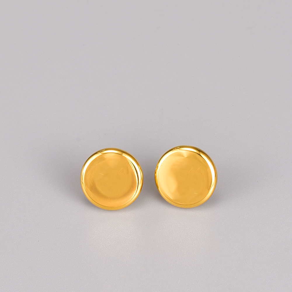 Vintage Style Round Titanium Steel Gold Plated Ear Studs 1 Pair display picture 1