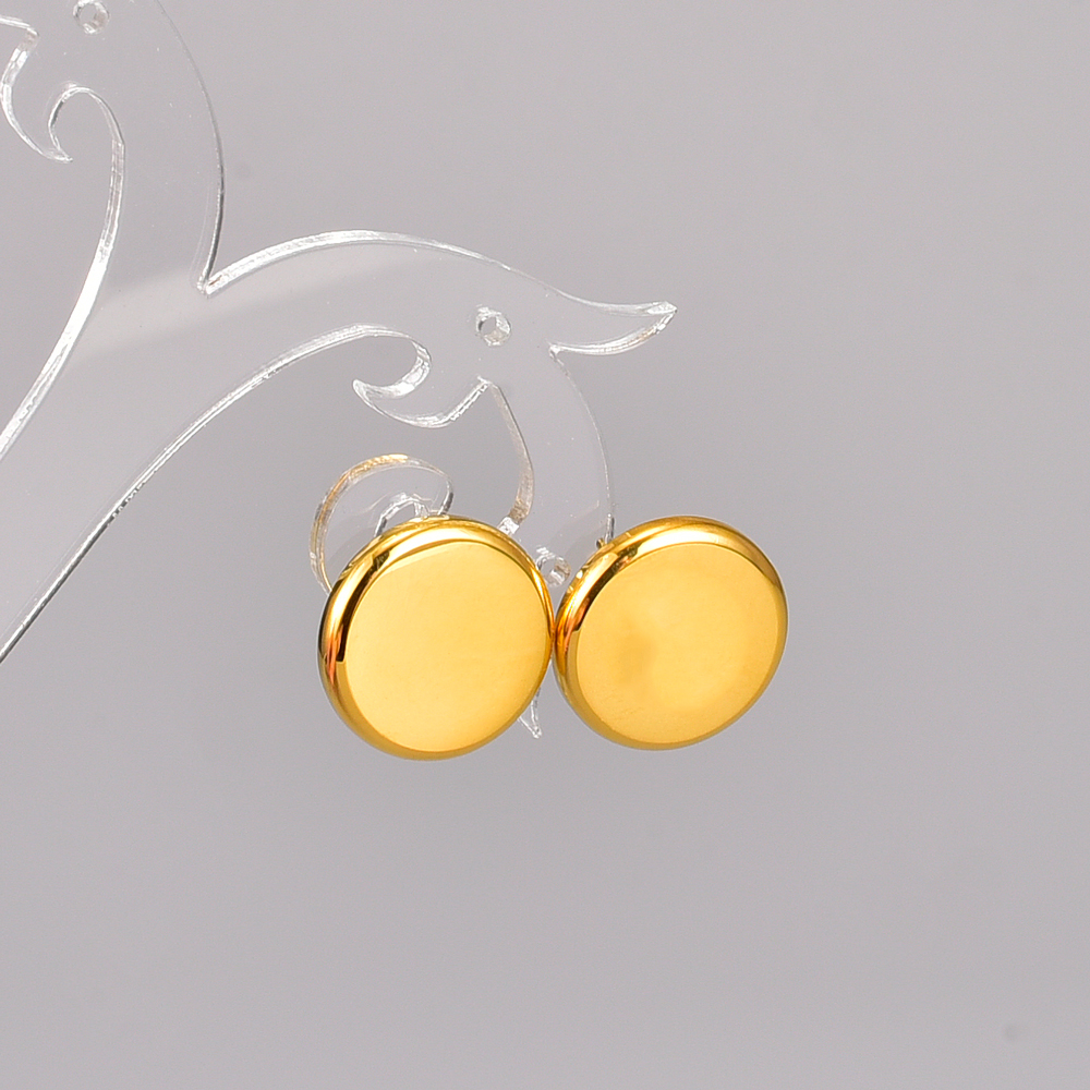 Vintage Style Round Titanium Steel Gold Plated Ear Studs 1 Pair display picture 2