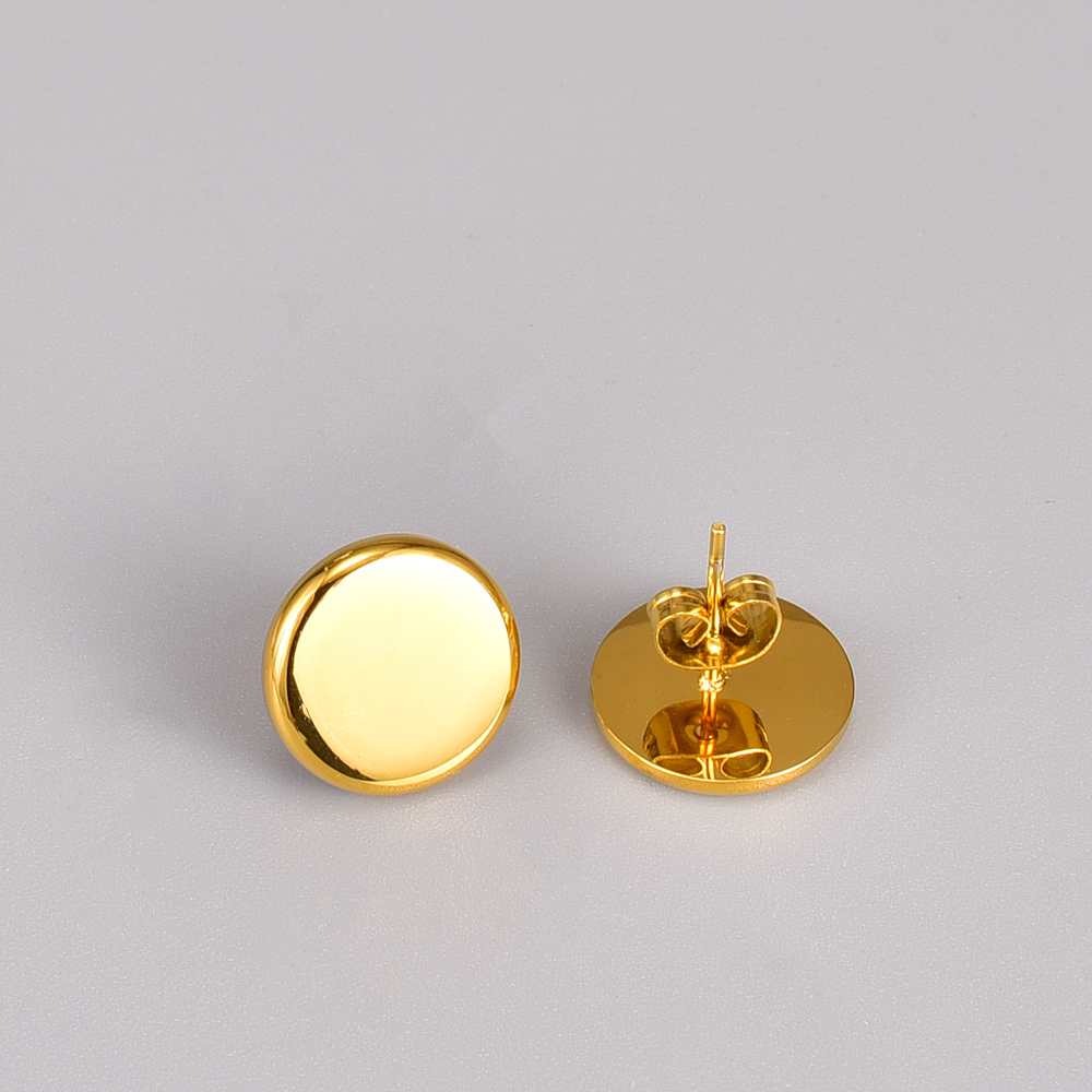 Vintage Style Round Titanium Steel Gold Plated Ear Studs 1 Pair display picture 3