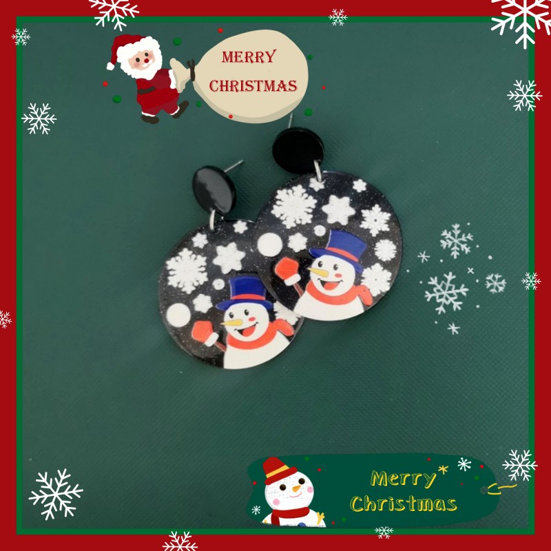 Simple Style Christmas Tree Snowman Elk Acetic Acid Sheets Slice Women's Drop Earrings 1 Pair display picture 4