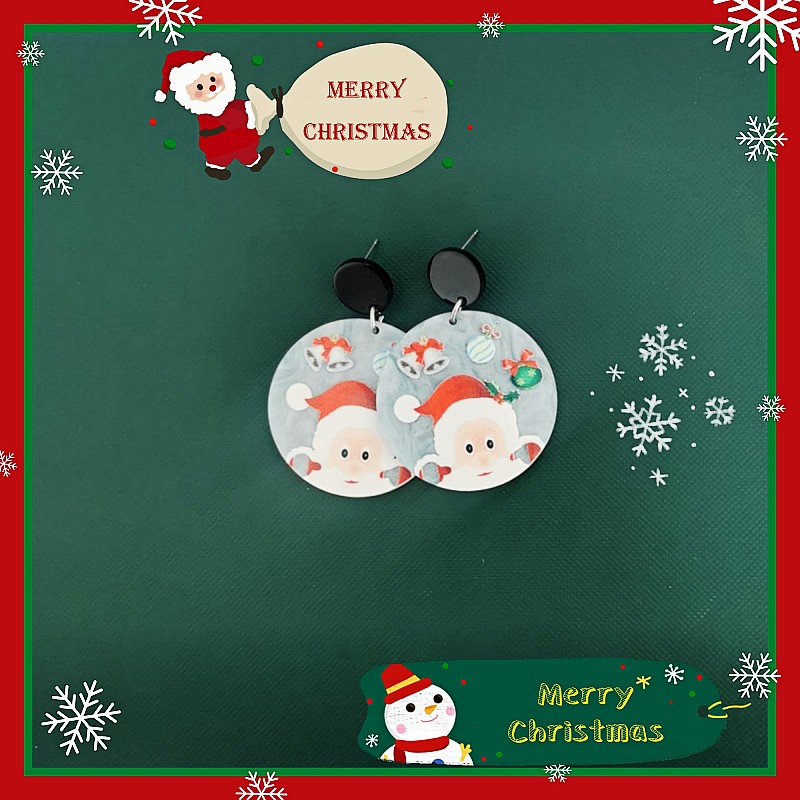 Simple Style Christmas Tree Snowman Elk Acetic Acid Sheets Slice Women's Drop Earrings 1 Pair display picture 6
