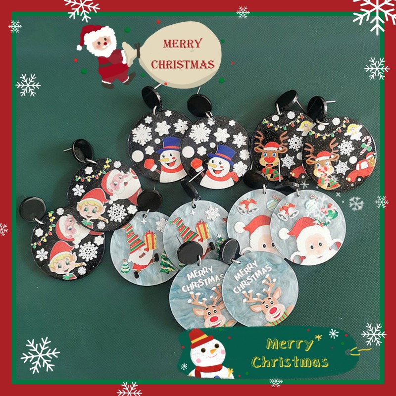 Simple Style Christmas Tree Snowman Elk Acetic Acid Sheets Slice Women's Drop Earrings 1 Pair display picture 7