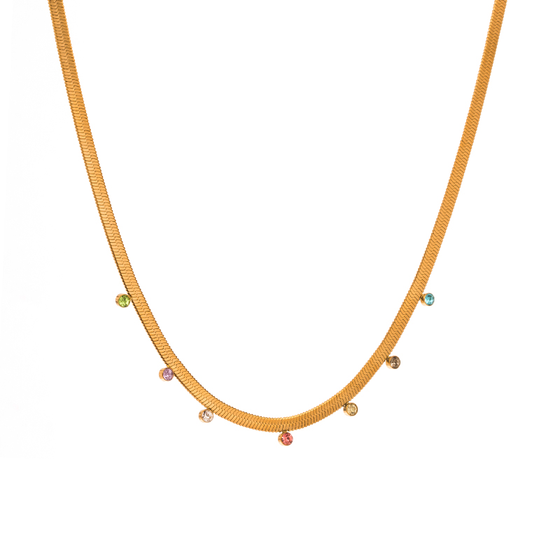Simple Style Geometric Stainless Steel Gold Plated Zircon Gold Plated Necklace display picture 5