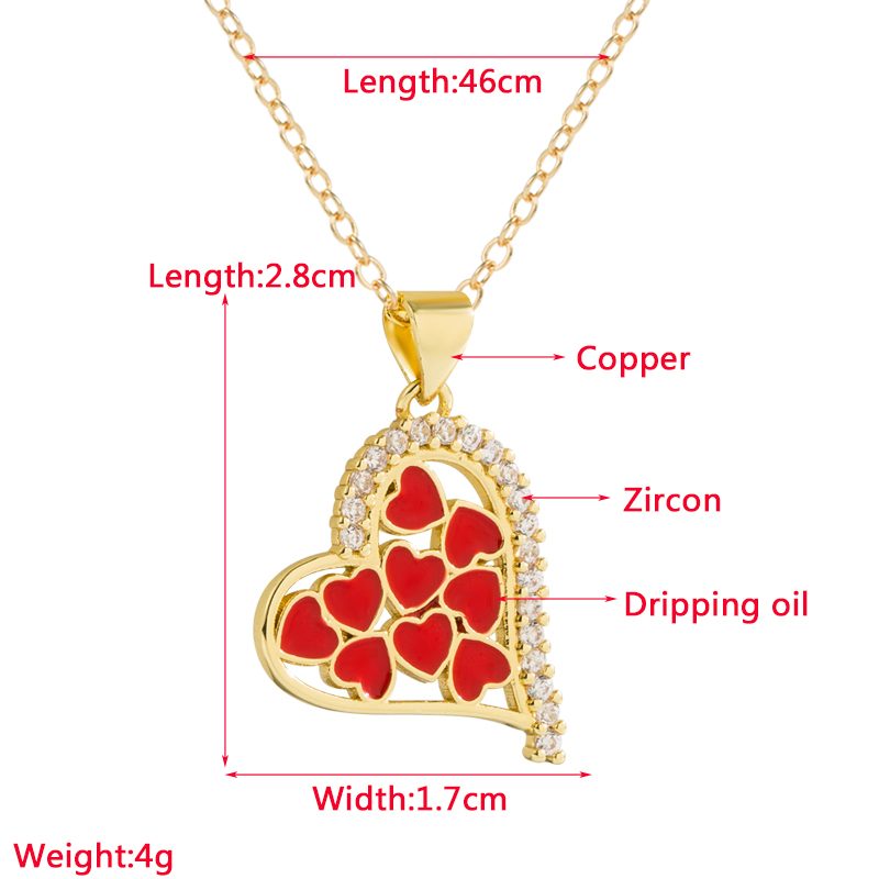 Sucré Forme De Cœur Le Cuivre Plaqué Or Zircon Pendentif 1 Pièce display picture 1