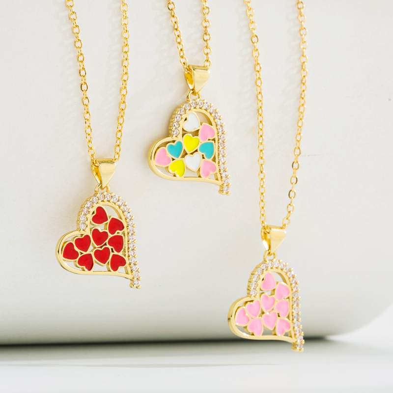 Sweet Heart Shape Copper Gold Plated Zircon Pendant Necklace 1 Piece display picture 2