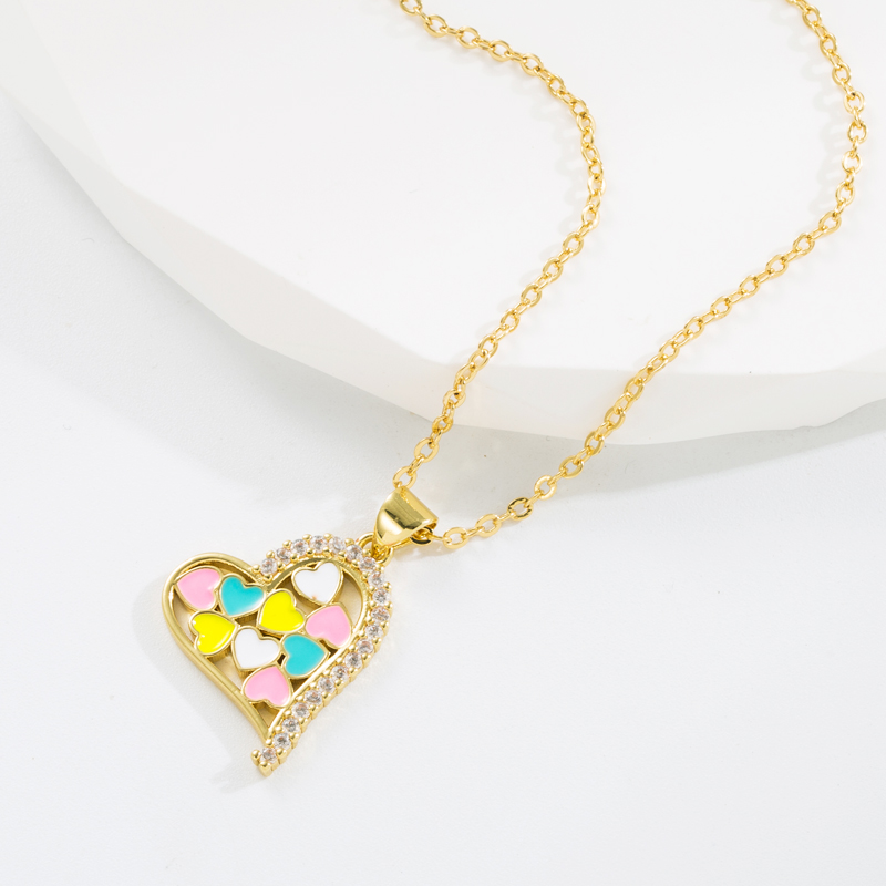 Sweet Heart Shape Copper Gold Plated Zircon Pendant Necklace 1 Piece display picture 7