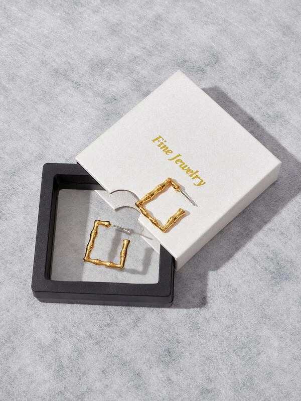 Simple Style Square Copper Gold Plated Ear Studs 1 Pair display picture 1