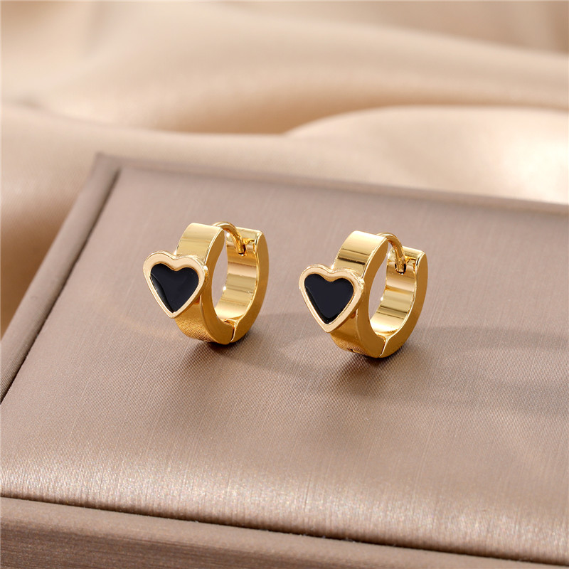 Fashion Triangle Pentagram Heart Shape Stainless Steel Plating Dangling Earrings 1 Pair display picture 1