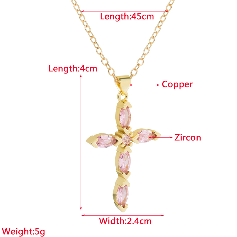 Classic Style Cross Copper Gold Plated Zircon Pendant Necklace 1 Piece display picture 1