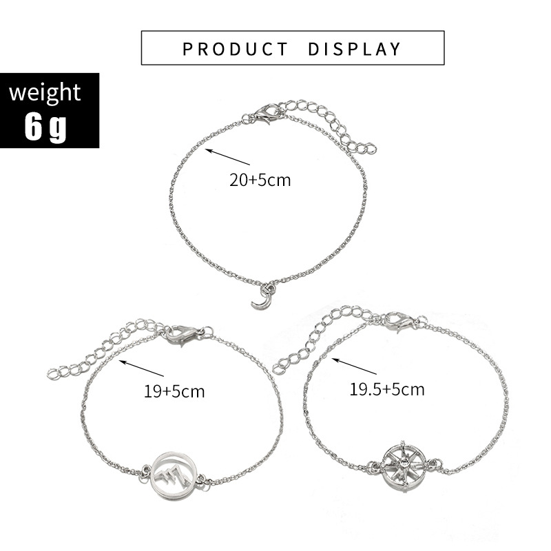 Simple Style Mountain Star Moon Alloy Unisex Bracelets 3 Piece Set display picture 1