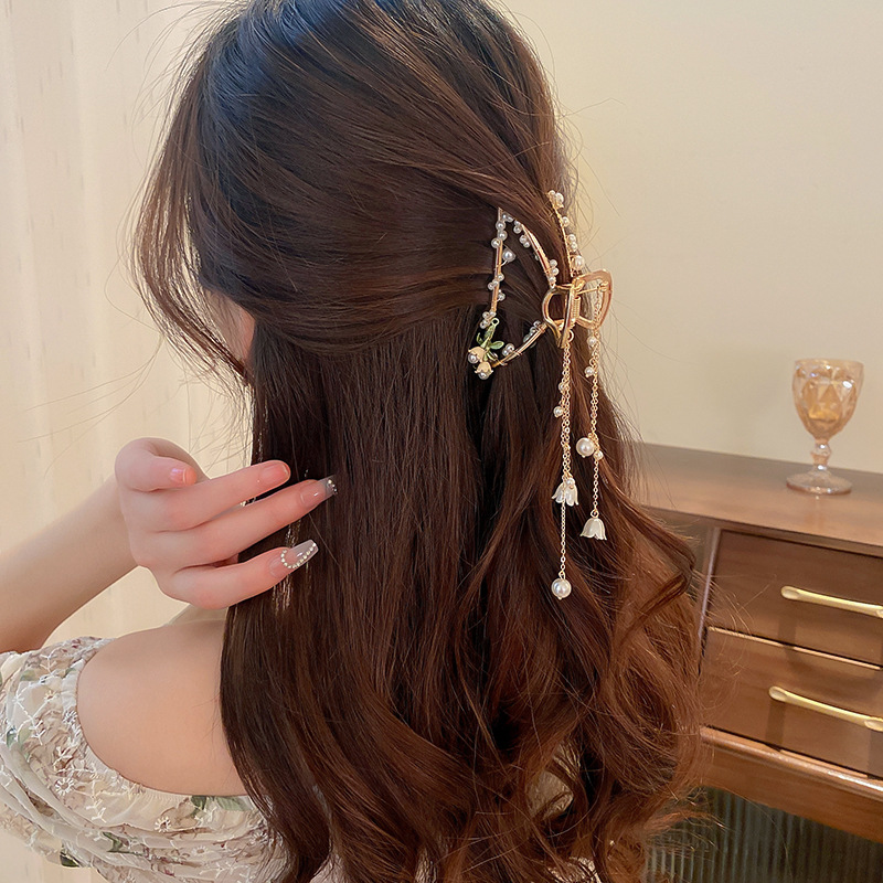 Sucré Fleur Alliage Gland Perles Artificielles Griffes De Cheveux display picture 4