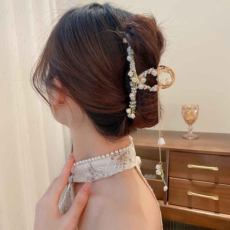 Sucré Fleur Alliage Gland Perles Artificielles Griffes De Cheveux display picture 6