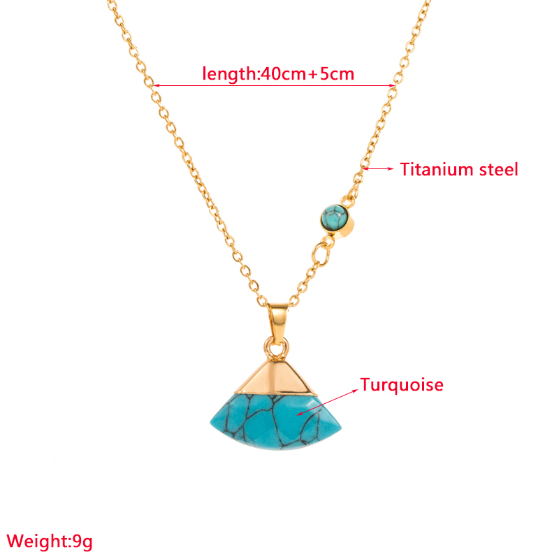 Vintage Style Geometric Stainless Steel Plating Turquoise Pendant Necklace 1 Piece display picture 1