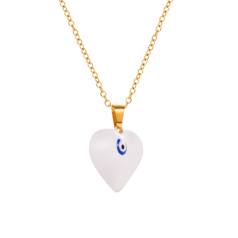 Classic Style Devil's Eye Heart Shape Titanium Steel Enamel Gold Plated Zircon Pendant Necklace 1 Piece display picture 6