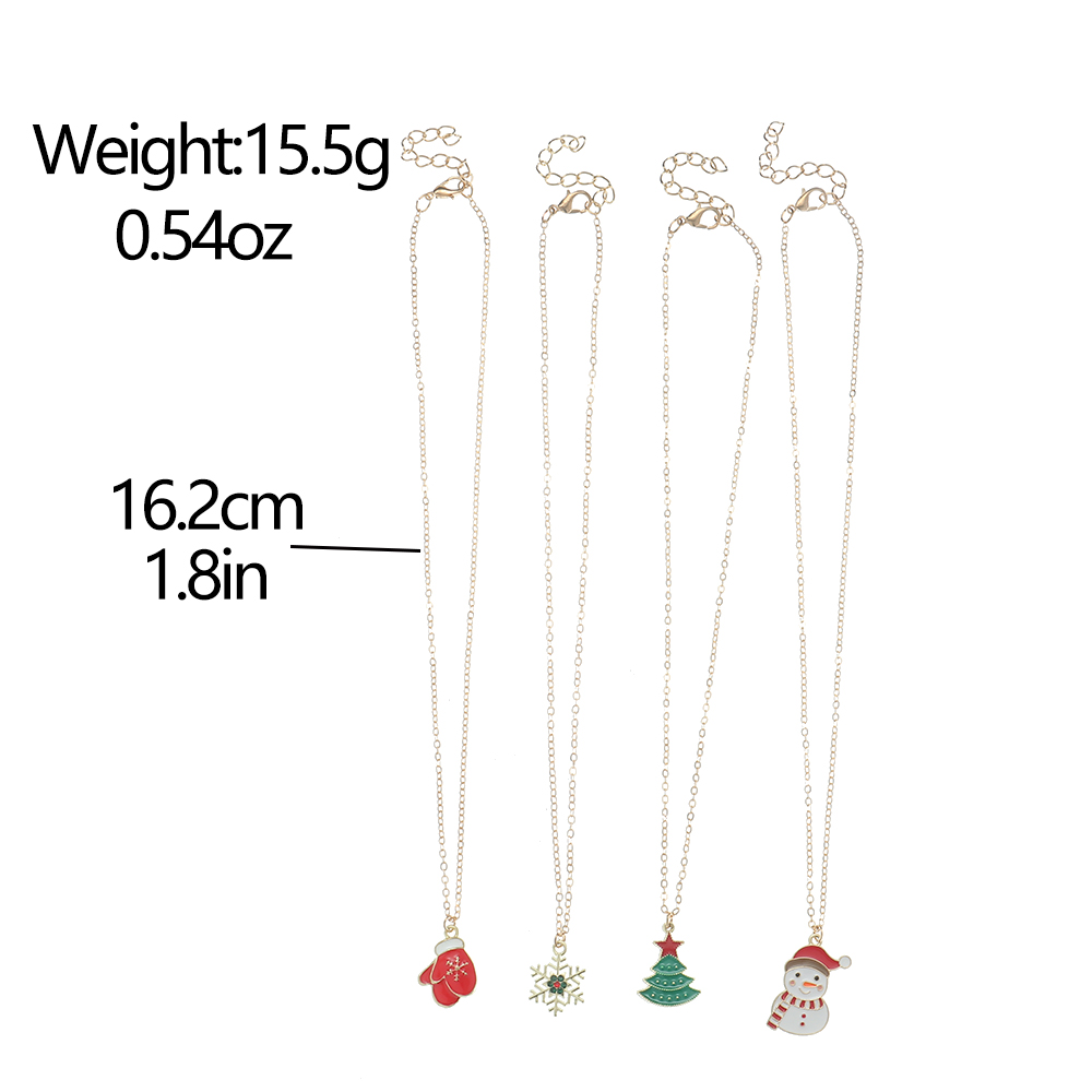 Cute Christmas Tree Snowman Snowflake Alloy Plating Women's Necklace 4 Pieces display picture 1