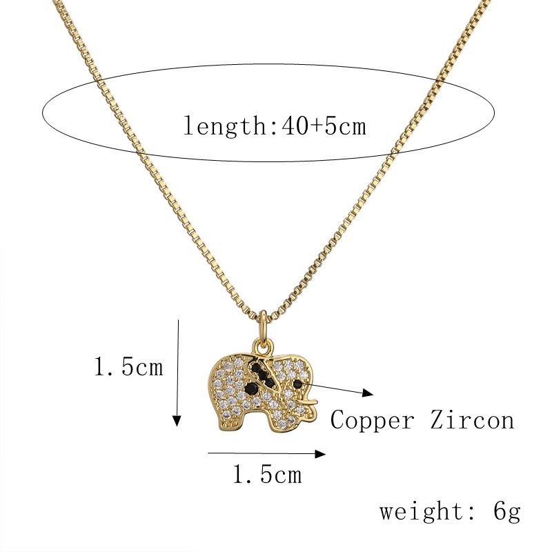 Cute Elephant Copper Enamel Zircon Necklace display picture 9