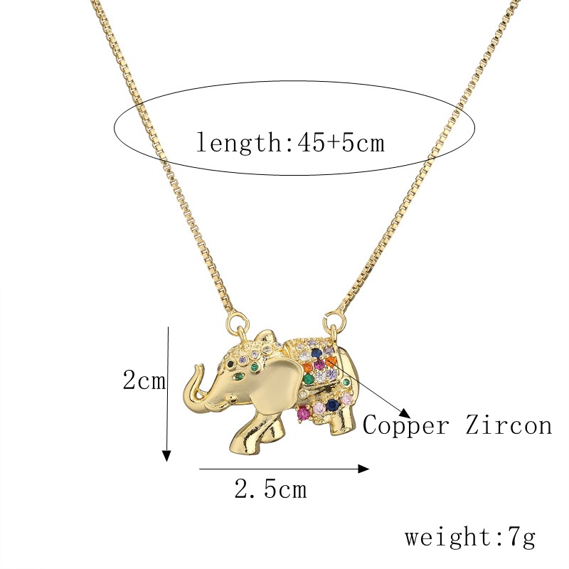 Cute Elephant Copper Enamel Zircon Necklace display picture 10
