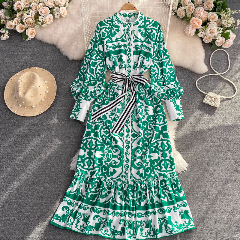 Women's Regular Dress Vintage Style Round Neck Long Sleeve Floral Maxi Long Dress Banquet display picture 1