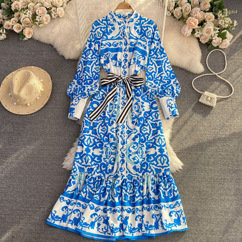 Women's Regular Dress Vintage Style Round Neck Long Sleeve Floral Maxi Long Dress Banquet display picture 6