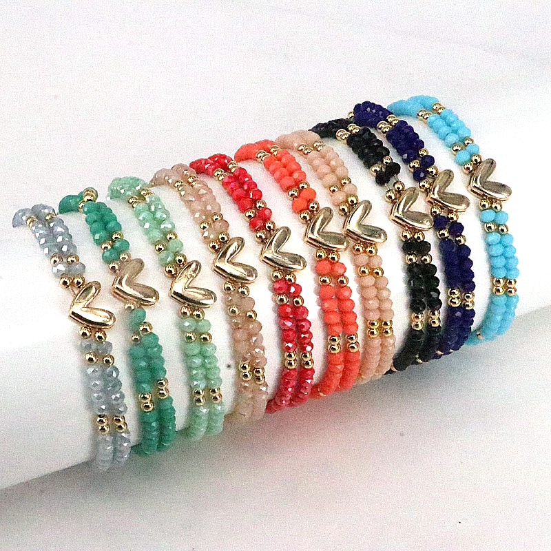Bohemian Heart Shape Artificial Crystal Alloy Beaded Women's Bracelets 1 Piece display picture 6