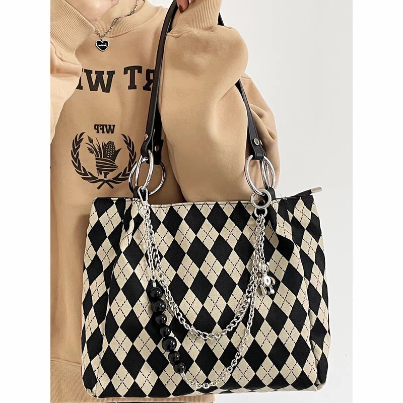 Women's Fashion Plaid Canvas Shopping Bags display picture 3