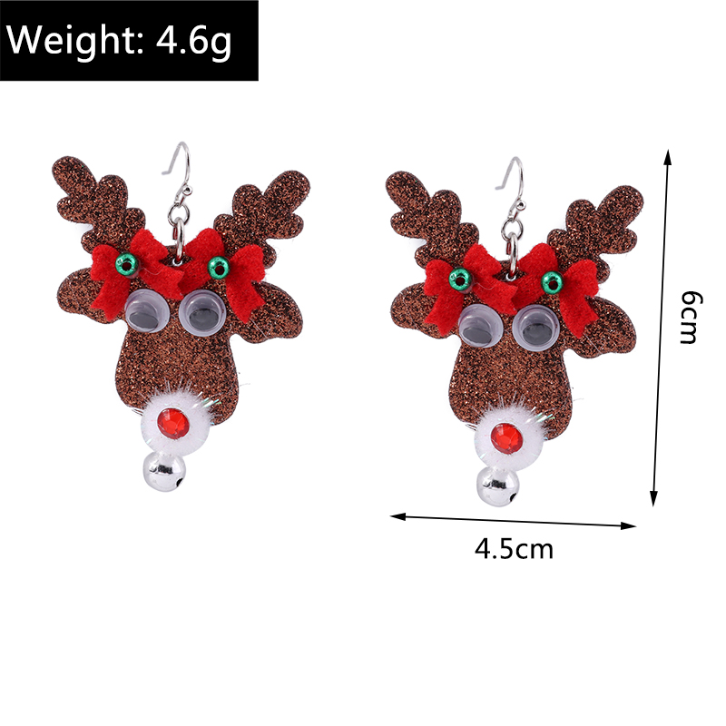 1 Pair Cute Deer Patchwork Mixed Materials Drop Earrings display picture 1