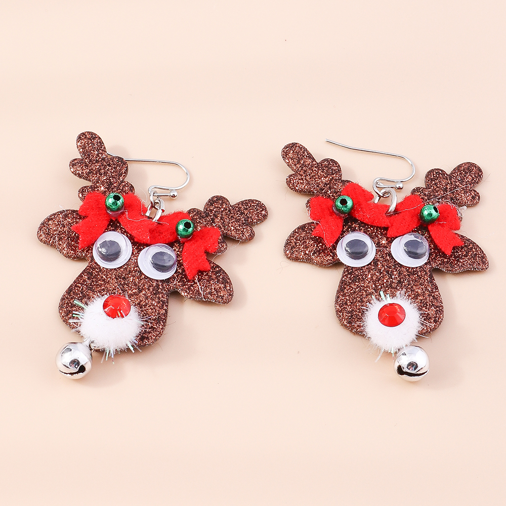 1 Pair Cute Deer Patchwork Mixed Materials Drop Earrings display picture 2