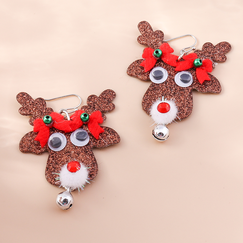 1 Pair Cute Deer Patchwork Mixed Materials Drop Earrings display picture 5